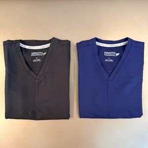 Set of 2 Fabletics Black and Blue Scrubs Tops - Size Small